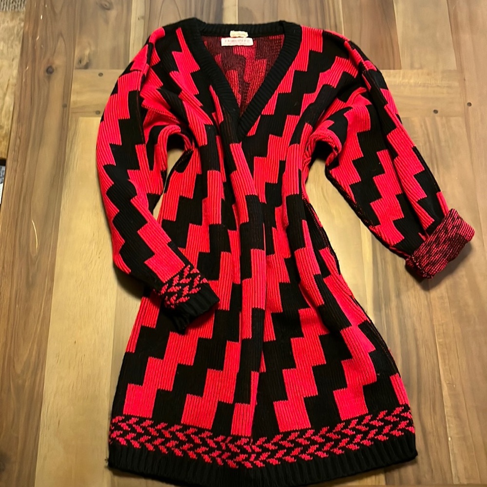Christensen vintage!!oversized v neck knit dress! Chunkmade USA!!